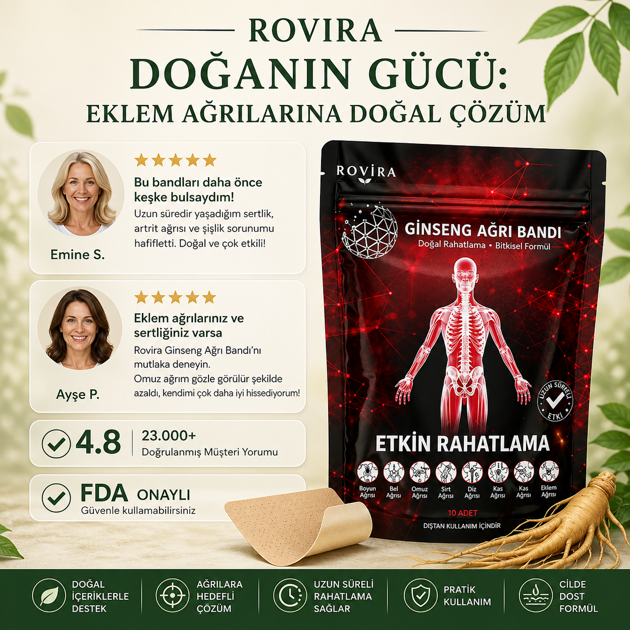 Rovira-Transdermal Ginseng Ağrı Bantları